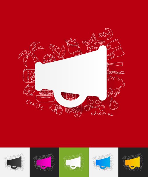 扩音器纸贴纸与手绘元素图片下载