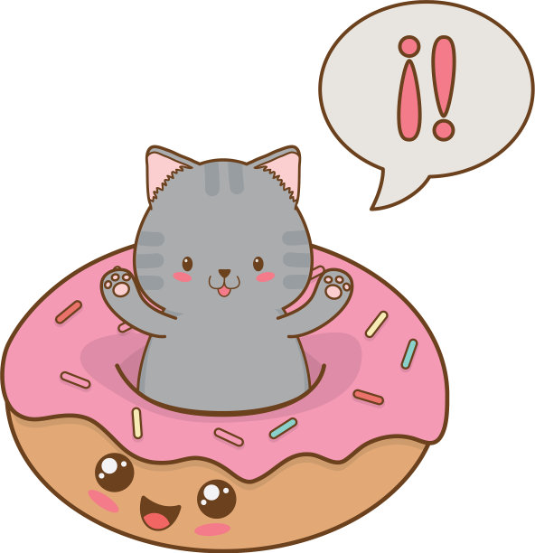 可爱的小猫与甜甜圈卡哇伊性格图片下载