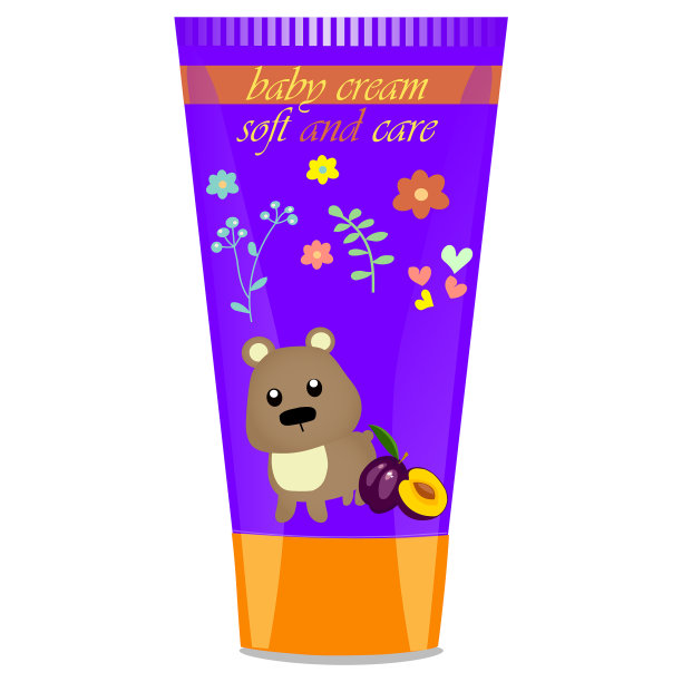 婴儿乳霜管与儿童设计图片下载