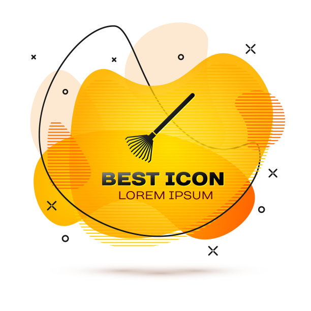 黑色花园耙叶图标孤立上图片下载