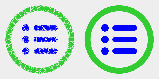 像素化和扁平的圆形项目图标图片下载