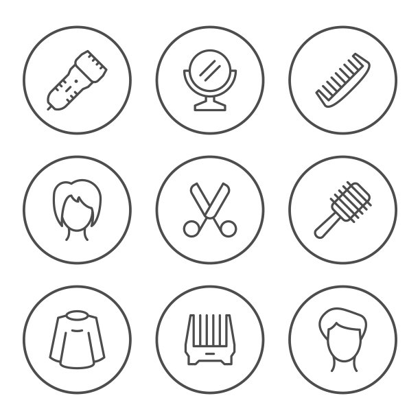 设置圆形线条图标理发图片下载