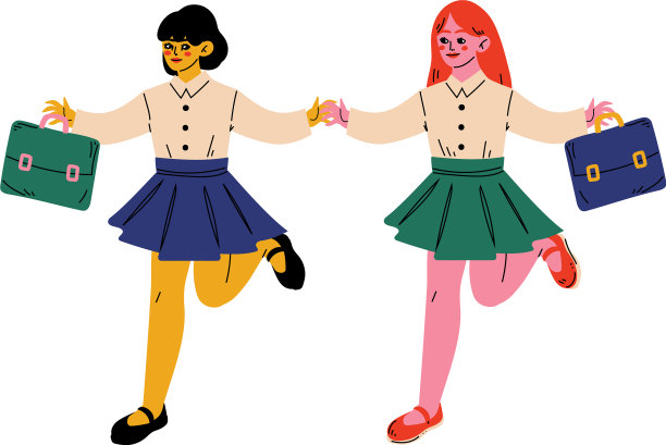 穿着校服的可爱女孩跑步去学校图片下载