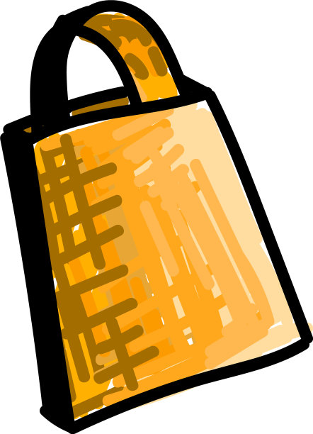 白色背景上的黄色袋子图片下载