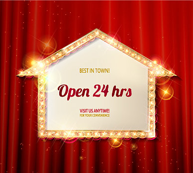 红色背景上的霓虹灯图片下载