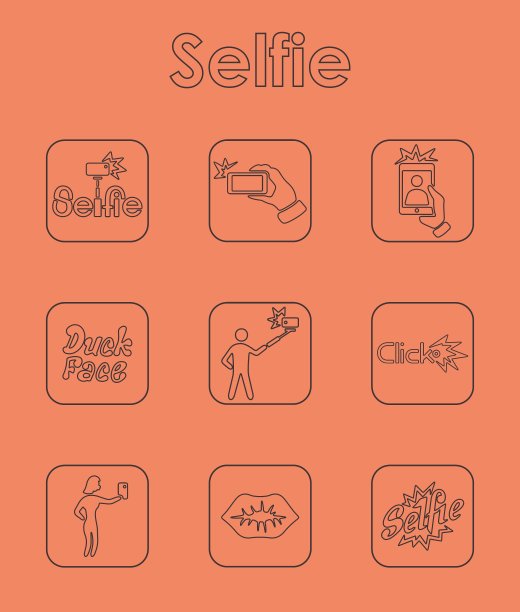 一组自拍简单图标图片下载