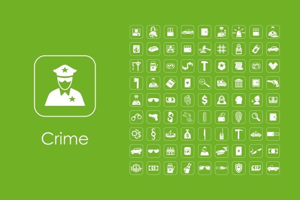 一组简单的犯罪图标图片下载