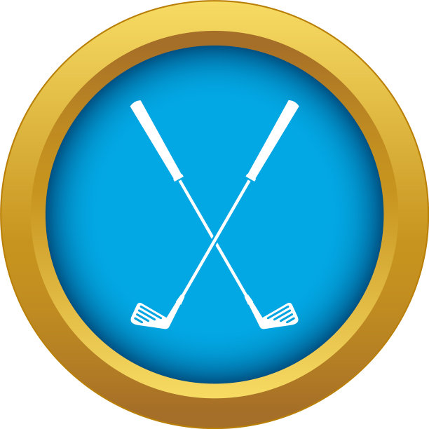 两个高尔夫球杆图标蓝色孤立图片下载