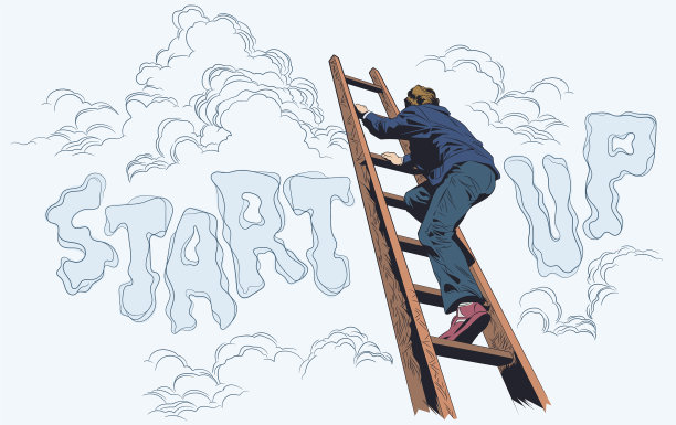 商人爬楼梯梯子启动股票图片下载