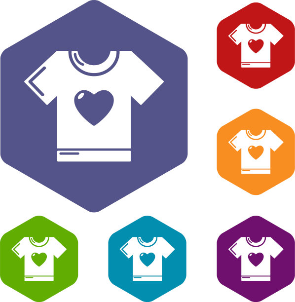 t恤心形图标六面体图片下载
