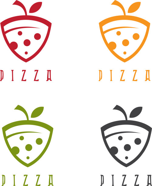 切片披萨与叶片设计模板图片下载