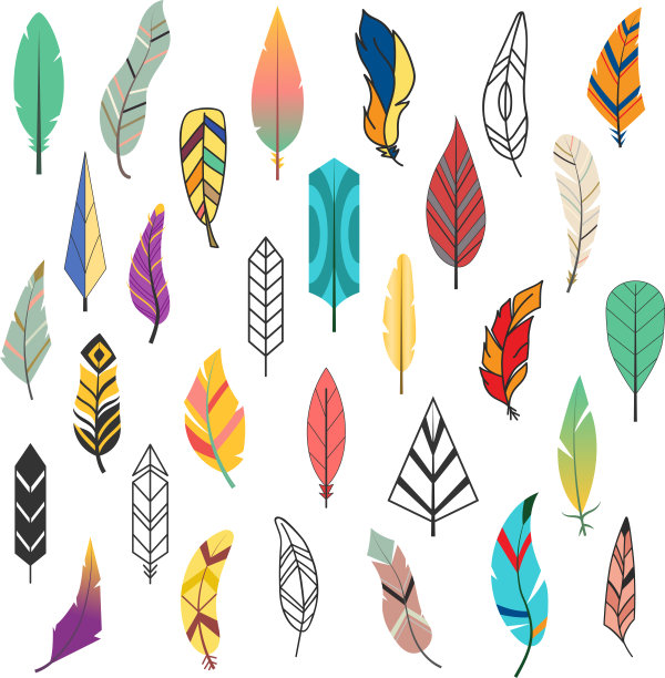 部落平羽不同风格的复古鸟图片下载