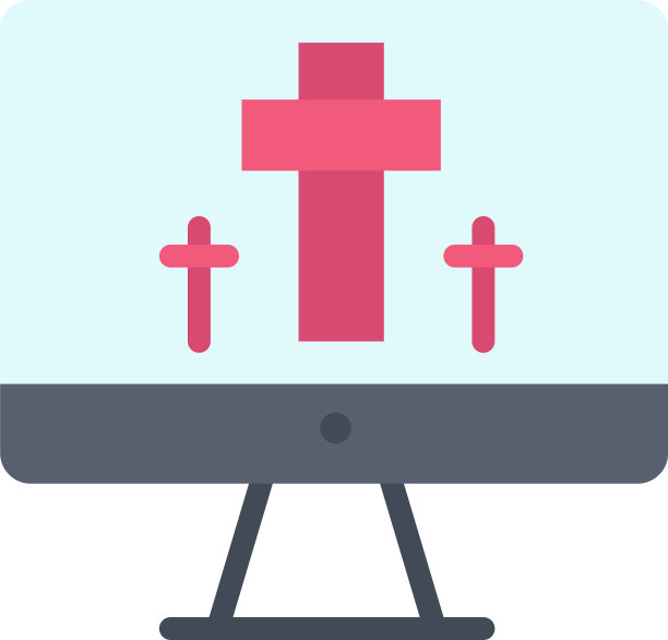 监控器屏幕上复活节彩蛋的平面彩色图标图标图片下载