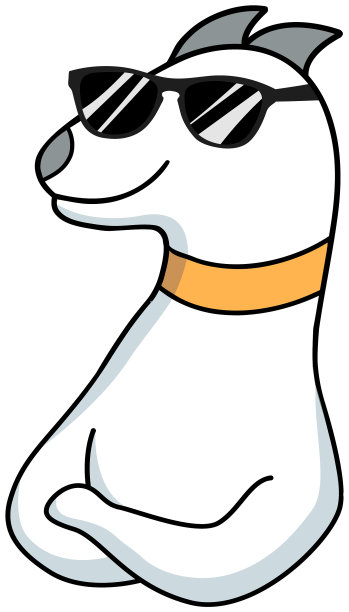 贴纸白色的卡通狗戴着眼镜和一只图片下载