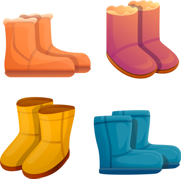 雪地靴图标设置卡通风格图片下载