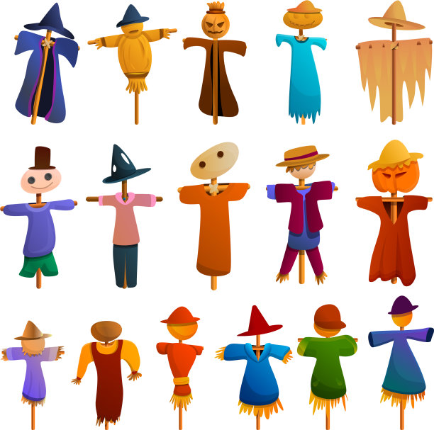 稻草人图标设置卡通风格图片下载