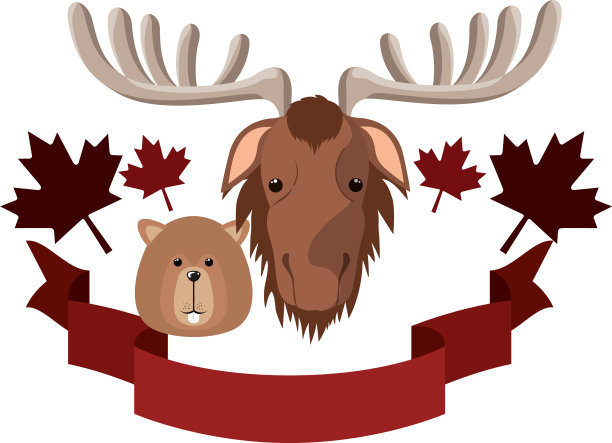 孤立的驼鹿和海狸动物设计图片下载