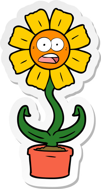 贴纸的一个卡通震惊的花图片下载