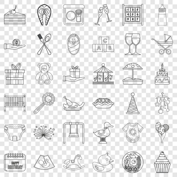 生日图标设置大纲样式图片下载