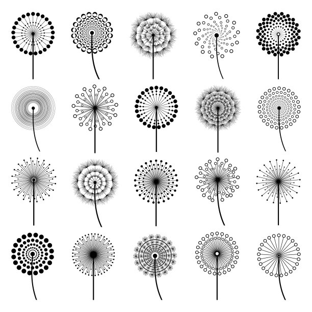 一套风格化的花蒲公英图片下载