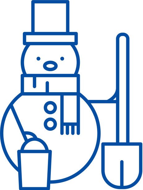 雪人线图标概念雪人平面图片下载