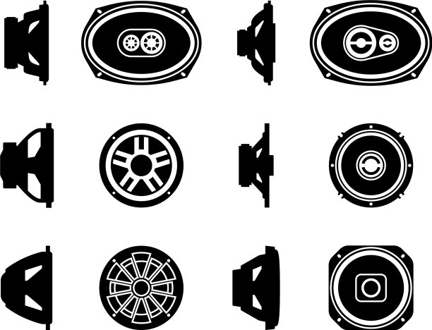 设置扬声器驾驶汽车音频剪影图标图片下载