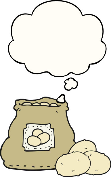 卡通袋土豆和思想泡沫图片下载