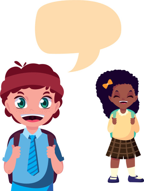 学校的女孩和男孩聊天泡泡图片下载