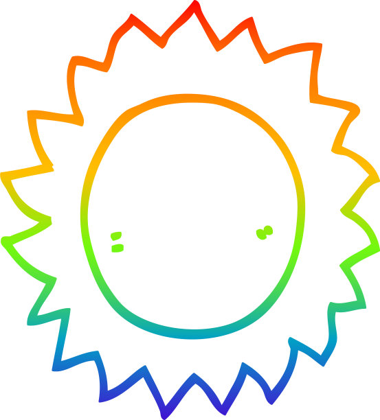 彩虹梯度线绘制卡通太阳图片下载