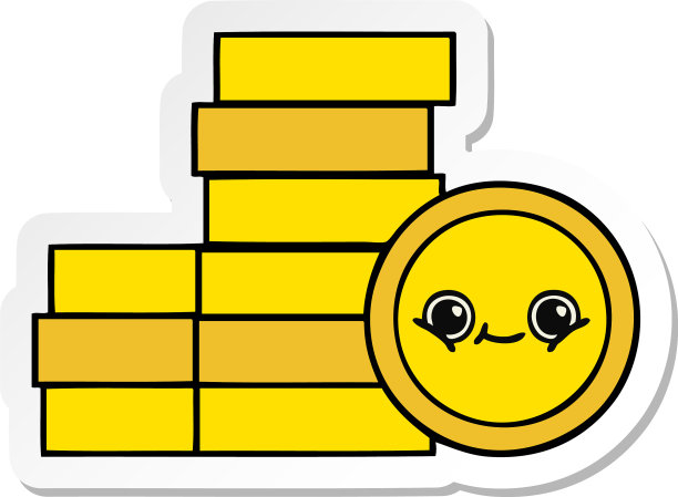 贴纸的一个可爱的卡通硬币图片下载