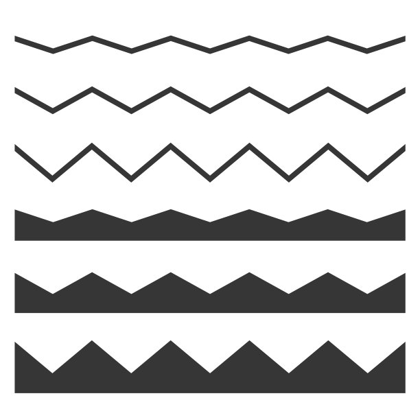 无缝波浪和锯齿图案设置在白色图片下载