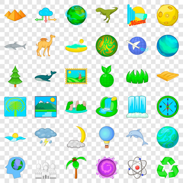 全球图标设置卡通风格图片下载