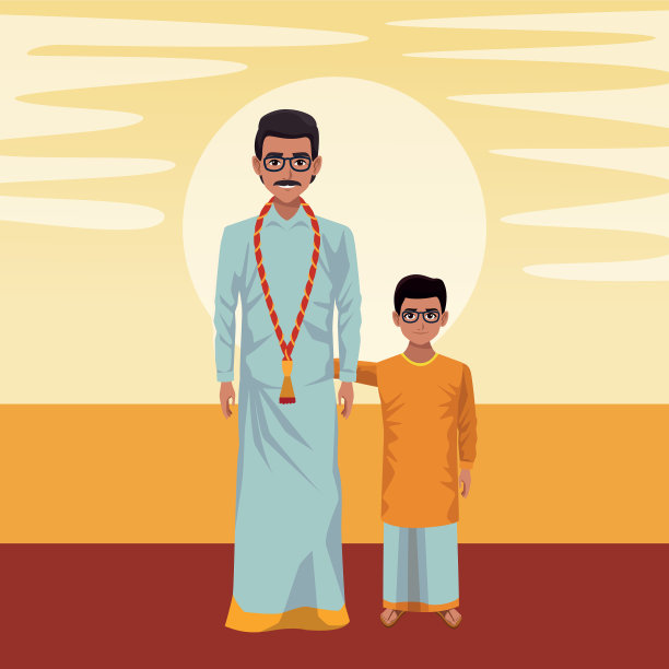 印度家庭头像卡通人物图片下载