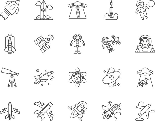 航空航天线图标标志设置轮廓图片下载