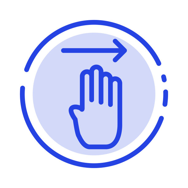 手指四手势右蓝色虚线线图片下载