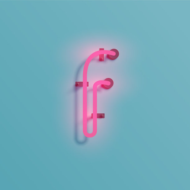 从排字的现实霓虹灯字符图片下载