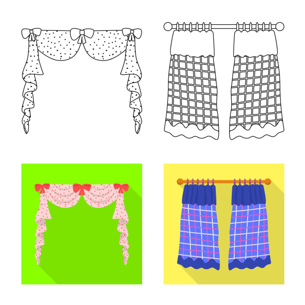 设计窗帘和窗帘符号集图片下载