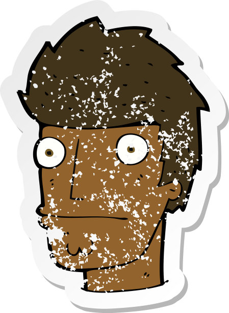 一个神经质的卡通人物的复古苦恼贴纸图片下载