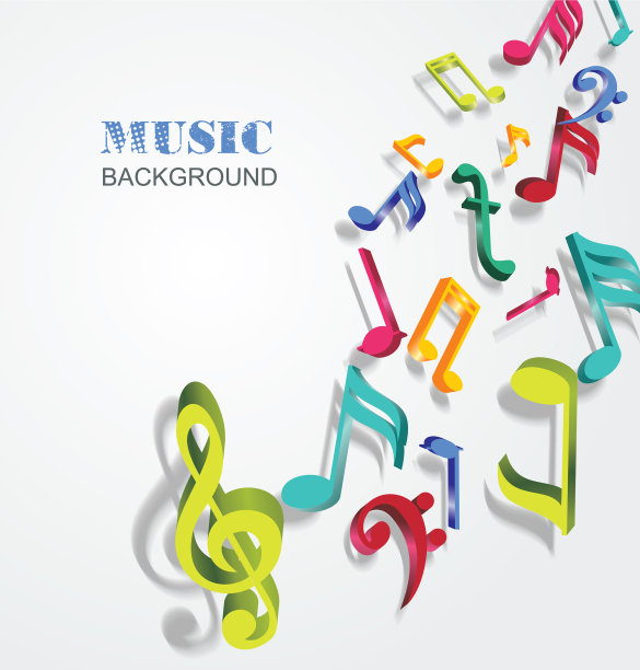 抽象的背景与彩色的音乐音符图片下载