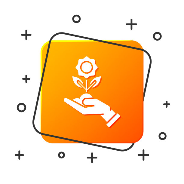 白色手握花孤立在白色图标图片下载