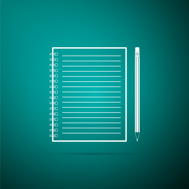 空白笔记本和铅笔与橡皮图标图片下载