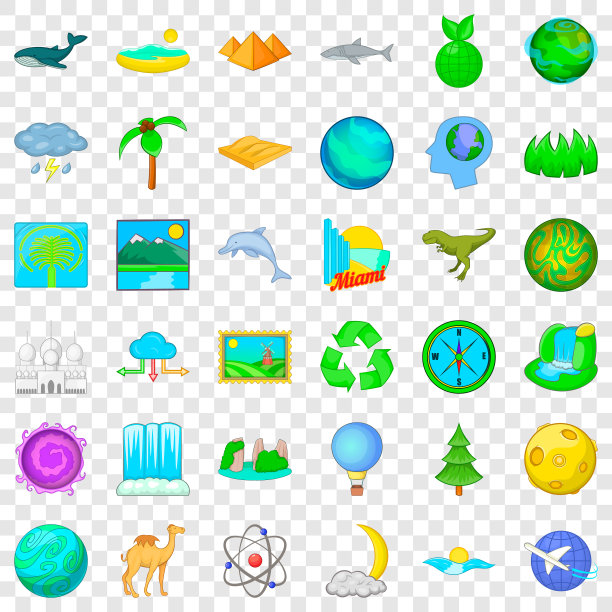 棕榈树图标设置卡通风格图片下载