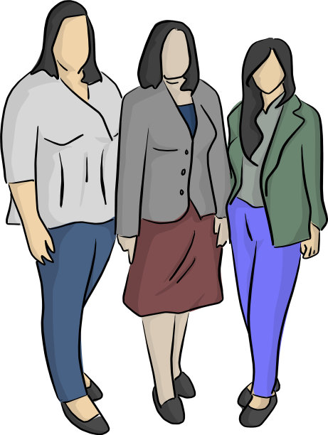 三个身材各异的商业女性图片下载