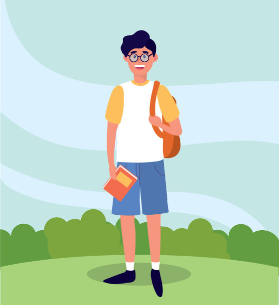 一个背着背包和学习书籍的大学生图片下载