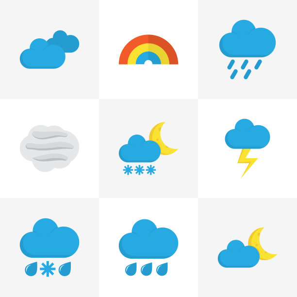 气候平坦的图标集合霜冻图片下载