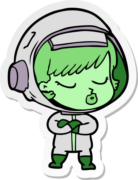 一个卡通美女宇航员的贴纸图片下载