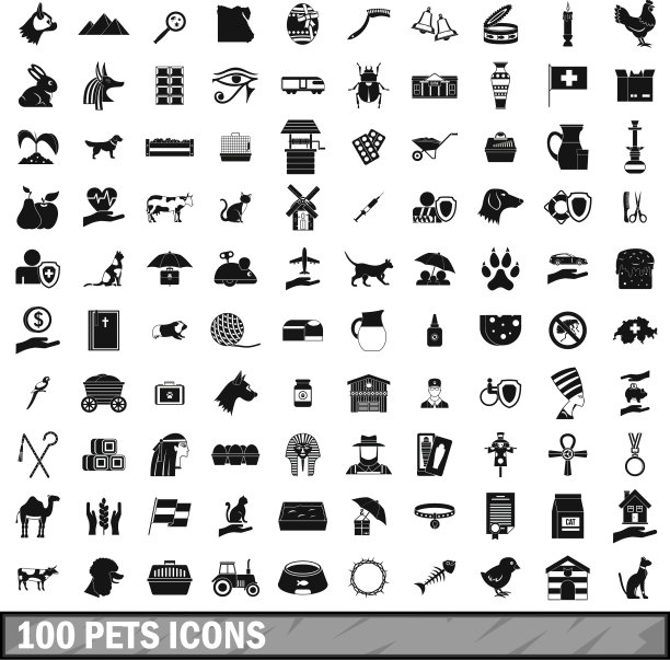 100宠物图标设置简单的风格图片下载