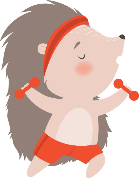 可爱的刺猬锻炼哑铃可爱图片下载