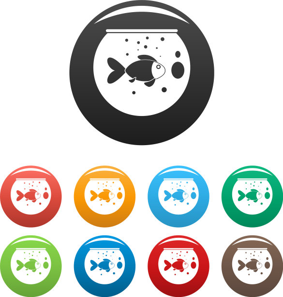 鱼圆形水族馆图标设置颜色图片下载