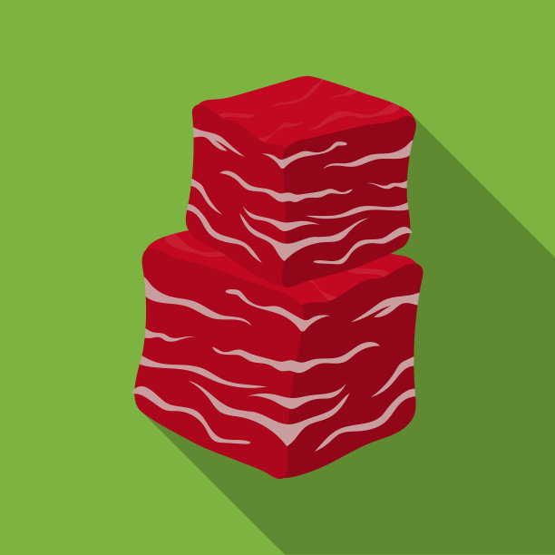 切成小块的牛肉图标在平坦的风格孤立在白色图片下载